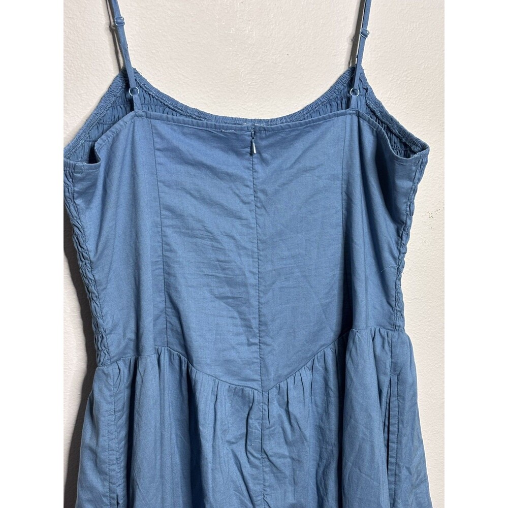 American Eagle  Smocked Bodice Eyelet hem Midi Cottagecore Dress XL blue NWT - Picture 4 of 8